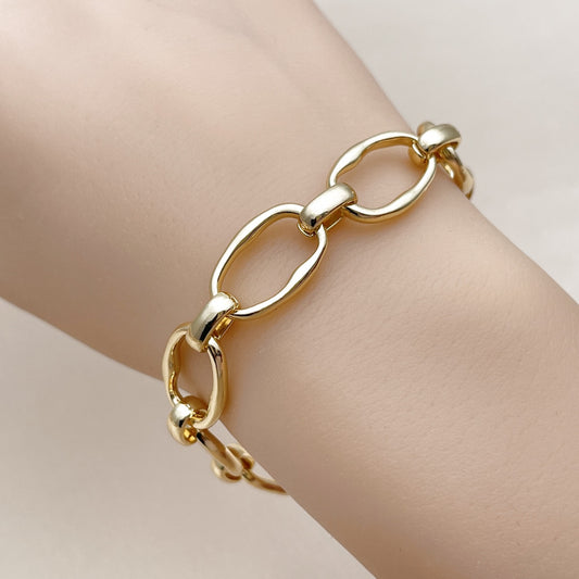 Oro Laminado Fancy Bracelet, Gold Filled Style Rolo Design, Polished, Golden