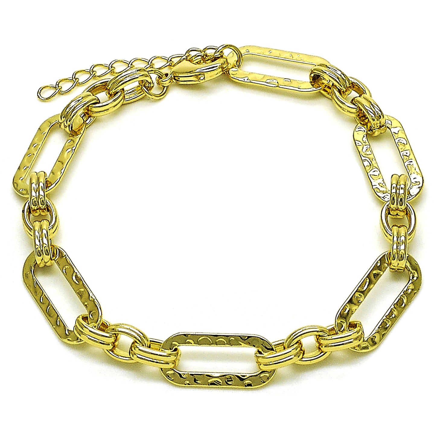 Gold Plated Gold Filled Oro Laminado Oro Laminado Fancy Bracelet, Gold Filled Style Paperclip Design, Polished, Golden 