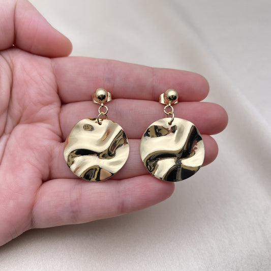 Oro Laminado Dangle Earring, Gold Filled Style Chunky Design, Polished, Golden Finish