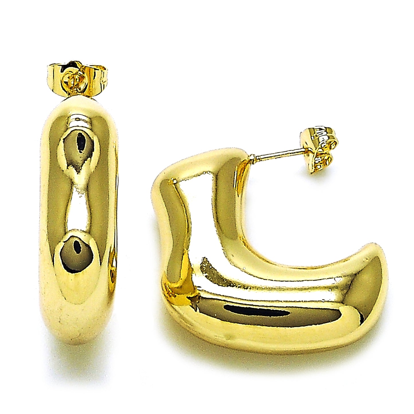 Oro Laminado Stud Earring, Gold Filled Style Hollow Design, Polished, Golden Finish
