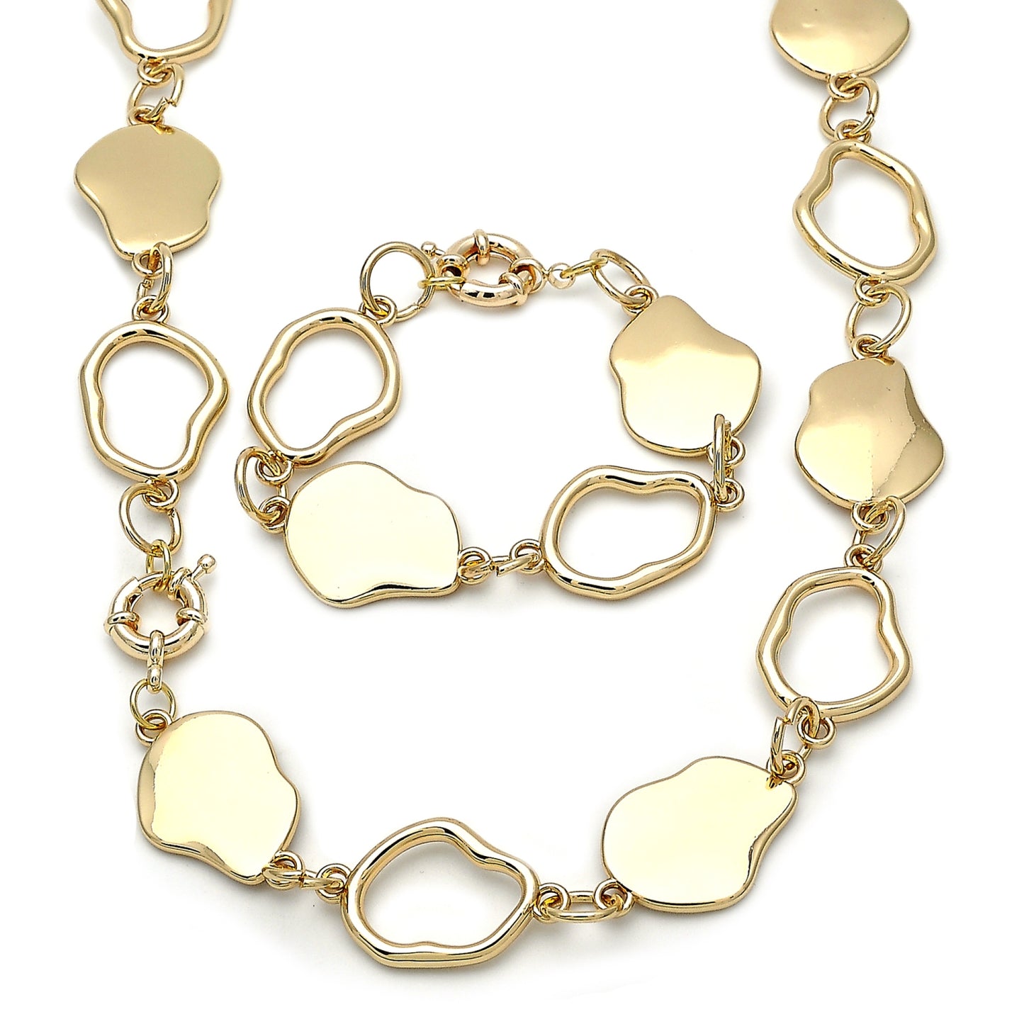 Gold Plated Gold Filled Oro Laminado Oro Laminado Necklace and Bracelet, Gold Filled Style Polished, Golden 
