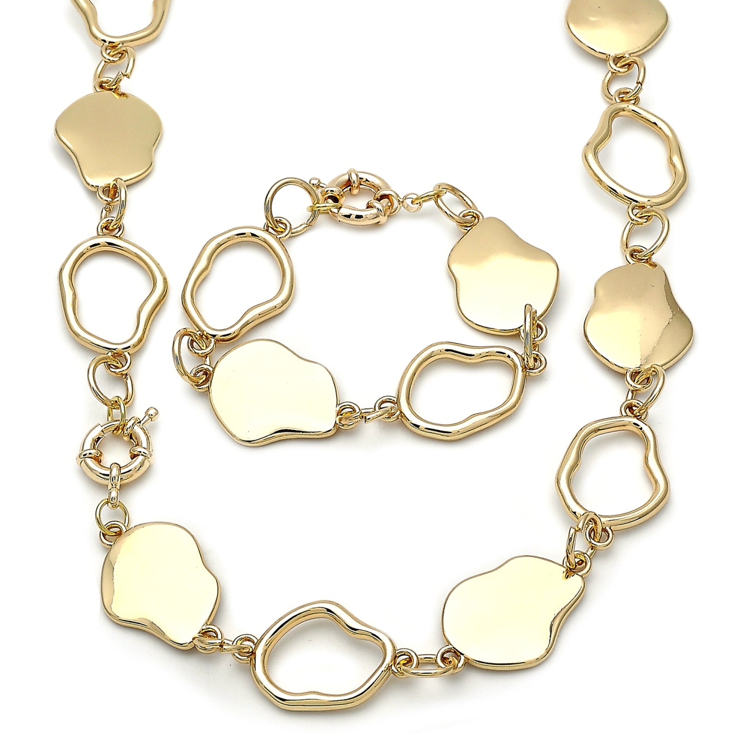 Gold Plated Gold Filled Oro Laminado Oro Laminado Necklace and Bracelet, Gold Filled Style Polished, Golden 