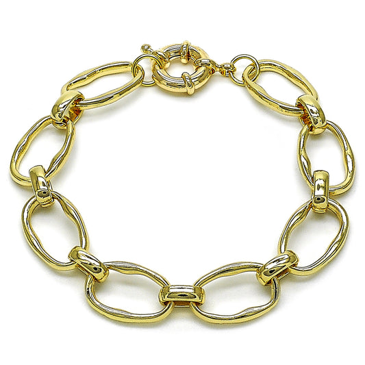 Gold Plated Gold Filled Oro Laminado Oro Laminado Fancy Bracelet, Gold Filled Style Rolo Design, Polished, Golden 