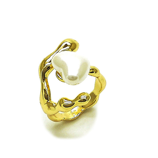 Gold Plated Gold Filled Oro Laminado Oro Laminado Multi Stone Ring, Gold Filled Style Heart Design, with Ivory Mother of Pearl, Polished, Golden 