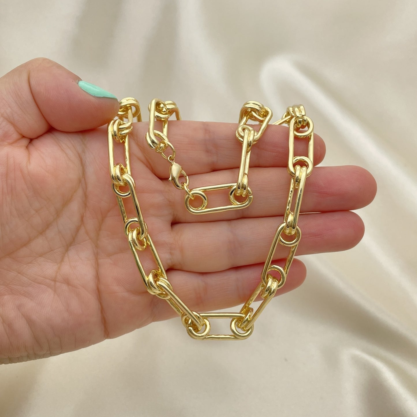 Oro Laminado Basic Necklace, Gold Filled Style Chunky Design, Polished, Golden Finish