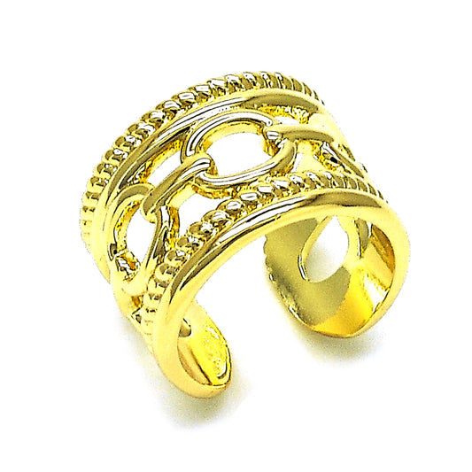 Oro Laminado Elegant Ring, Gold Filled Style and Paperclip Polished, Golden Finish