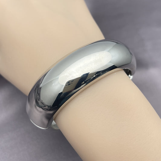 Oro Laminado Individual Bangle, Gold Filled Style Chunky Design, Polished, Rhodium