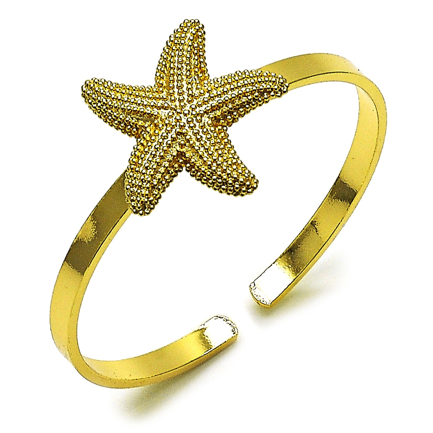 Oro Laminado Individual Bangle, Gold Filled Style Star Design, Matte Finish