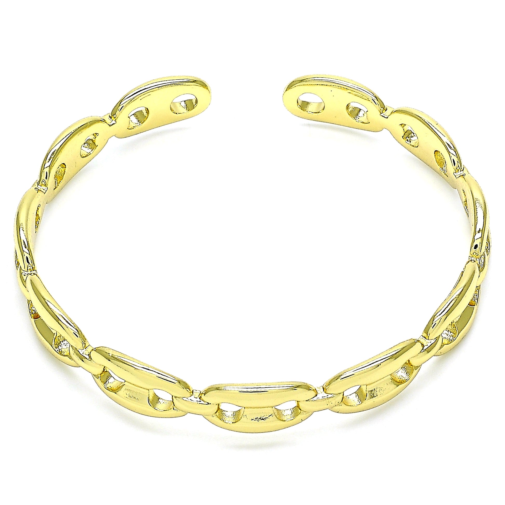 Oro Laminado Individual Bangle, Gold Filled Style Puff Mariner Design, Polished, Golden Finish