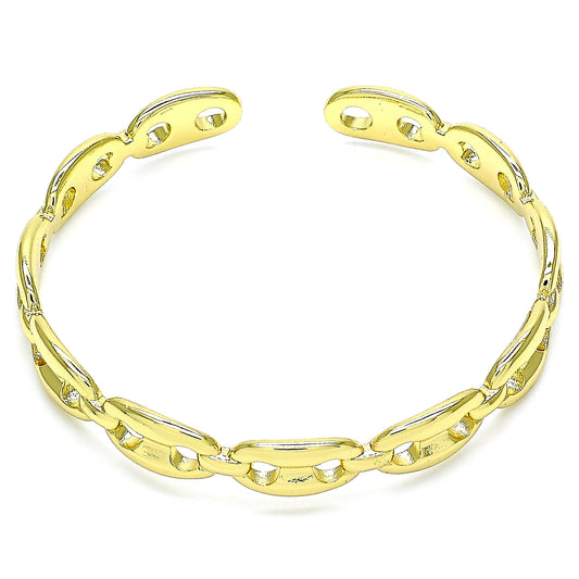 Oro Laminado Individual Bangle, Gold Filled Style Puff Mariner Design, Polished, Golden Finish
