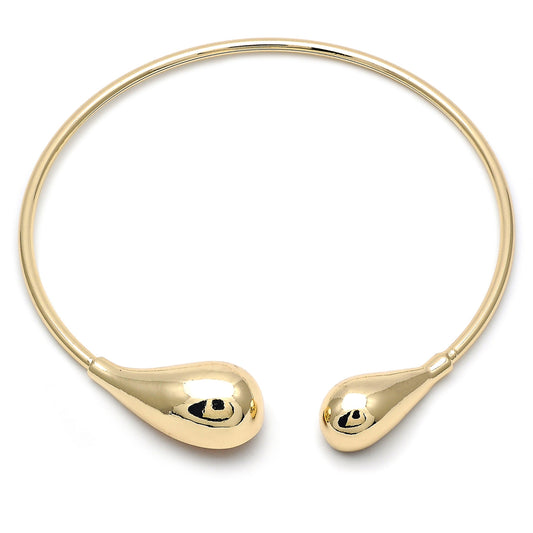 Oro Laminado Fancy Necklace, Gold Filled Style Teardrop Design, Polished, Golden Finish